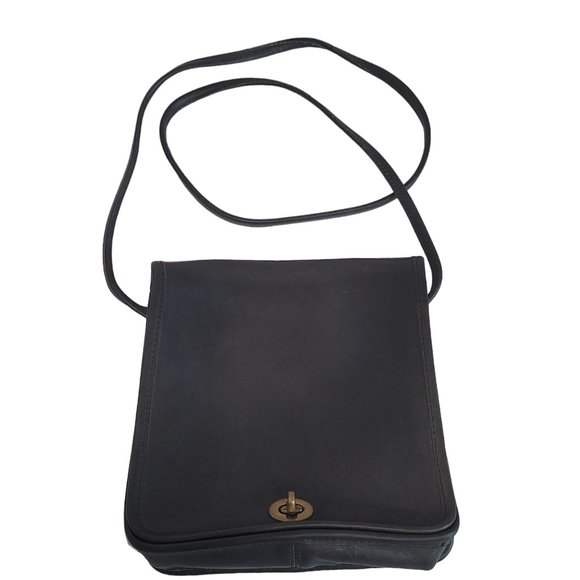 Coach Handbags - Vintage Coach black leather crossbody bag USA